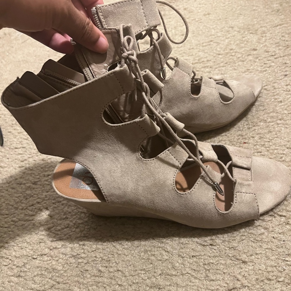 DV by Dolce Vita Tan Lace-Up Wedges